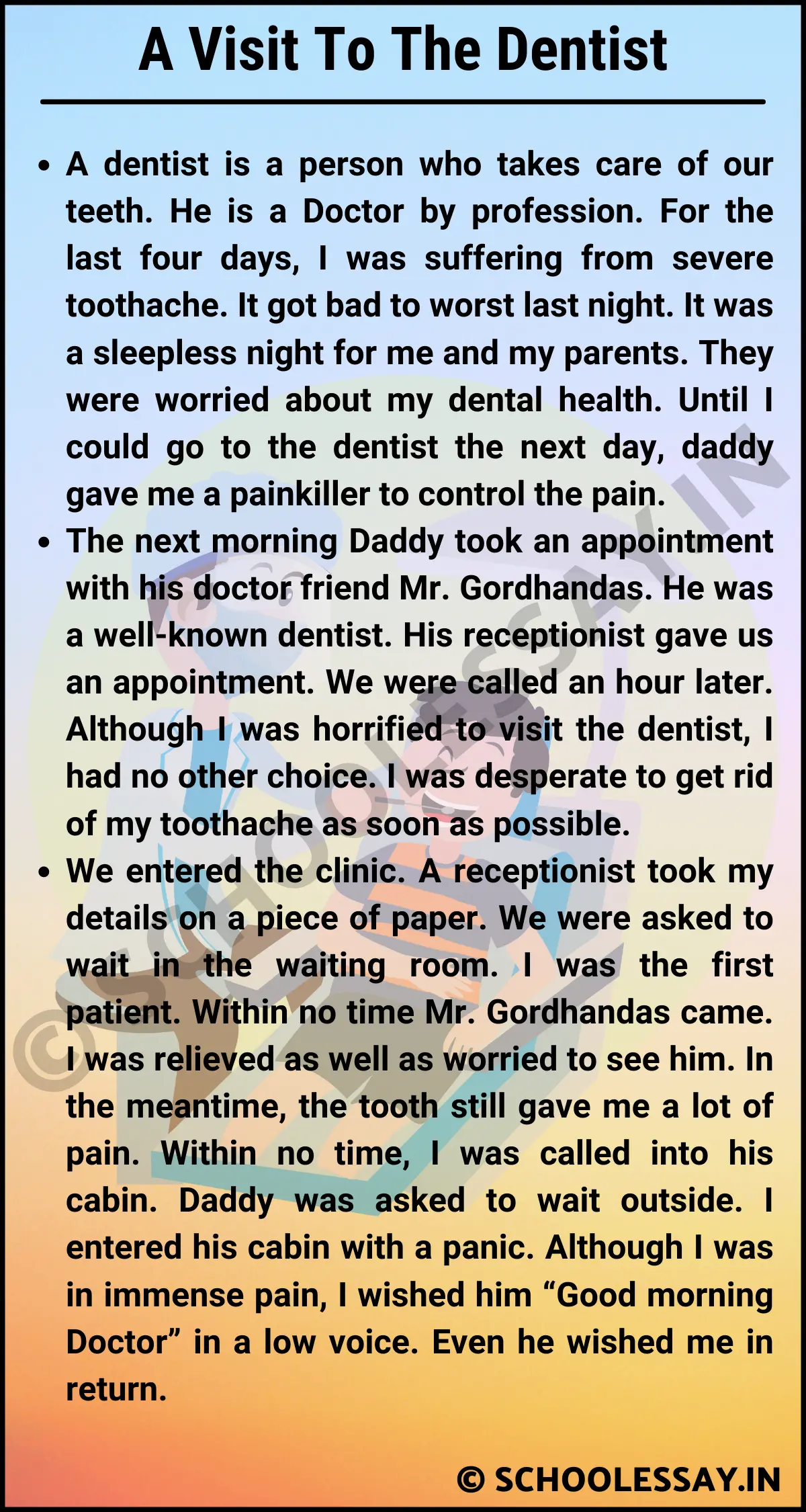Essay on A Visit To The Dentist