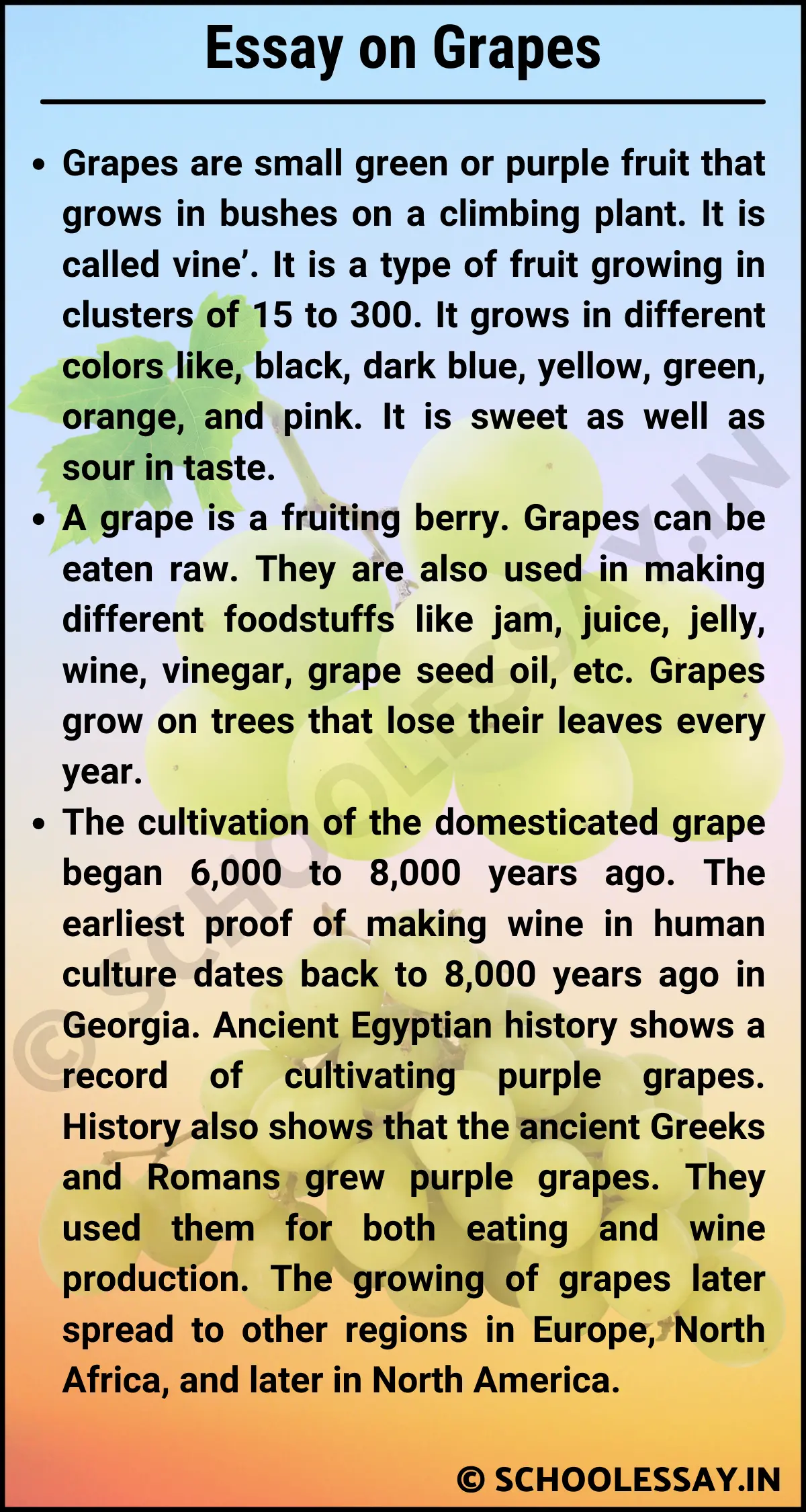Essay on Grapes