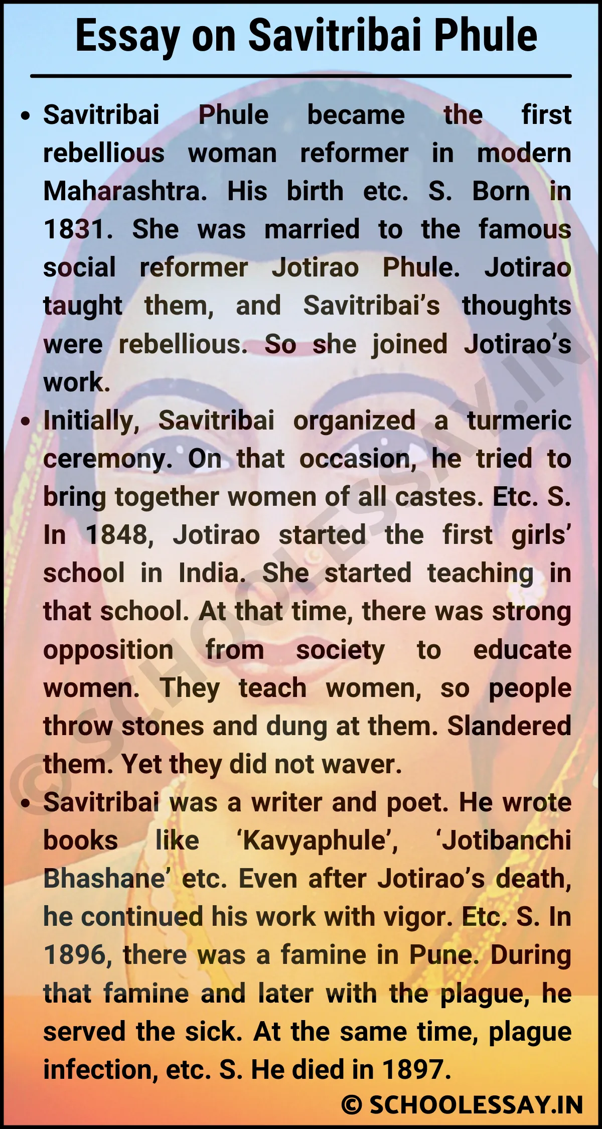Essay on Savitribai Phule