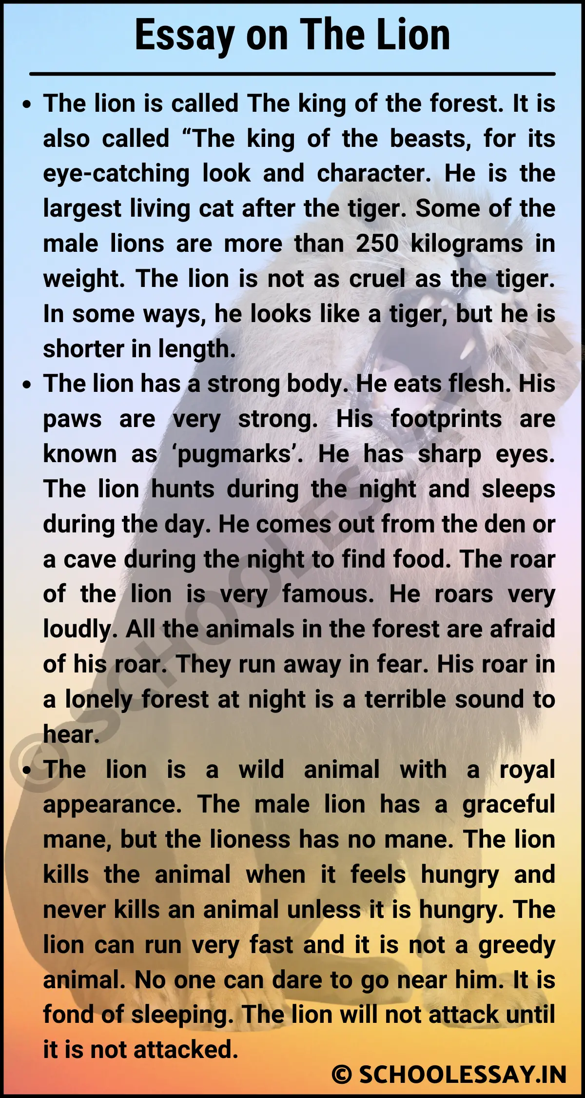 Essay on The Lion