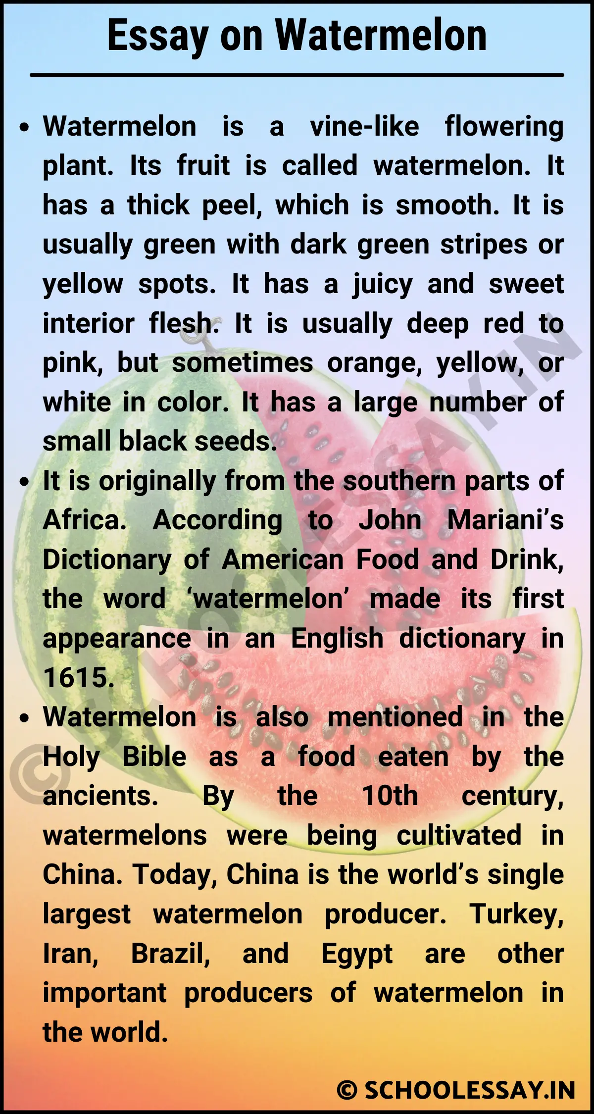 Essay on Watermelon
