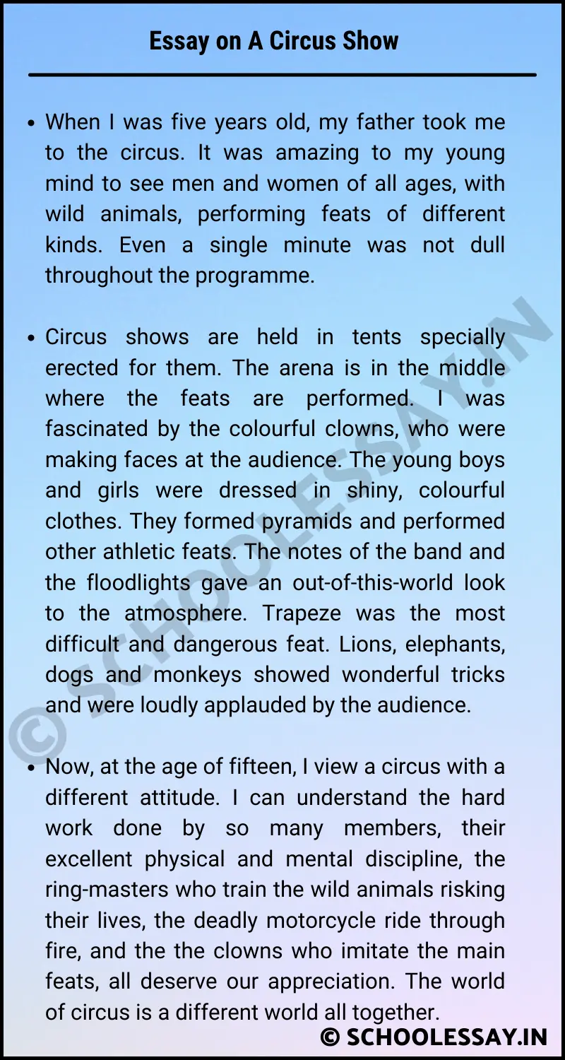Essay On A Circus Show