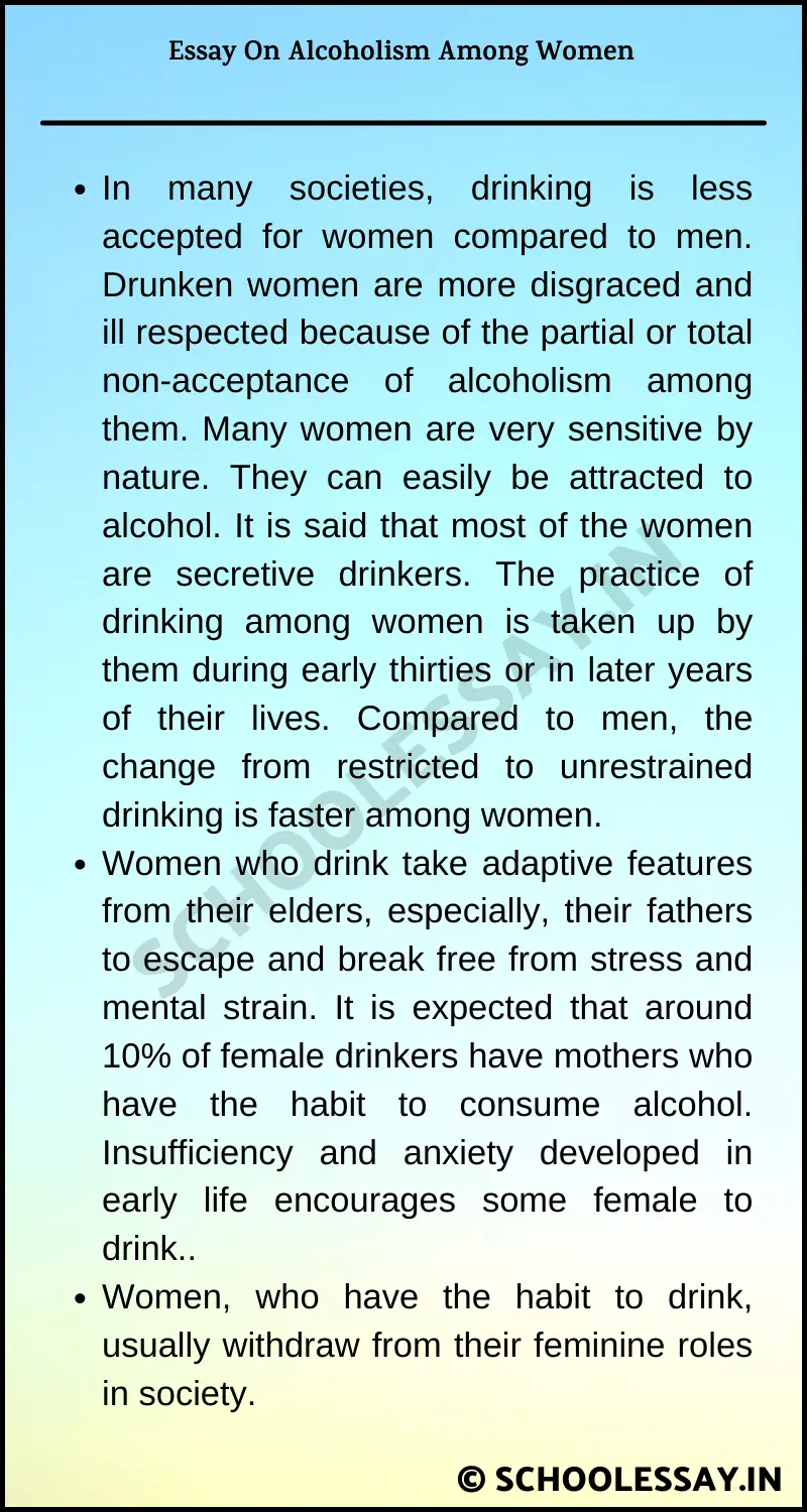 Essay On Alcoholism Among Women