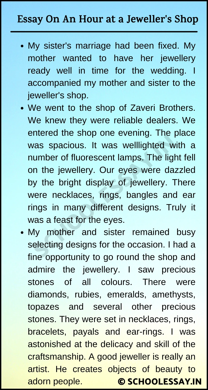 Essay On An Hour at a Jeweller's Shop