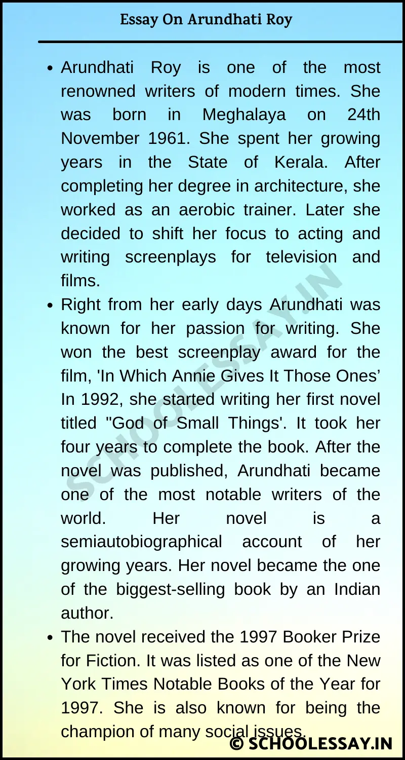 Essay On Arundhati Roy