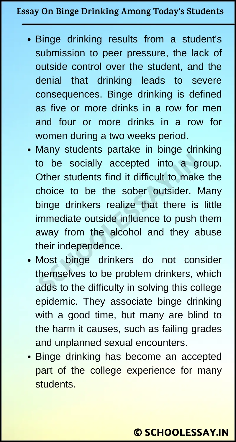 Essay On Binge Drinking Among Today's Students