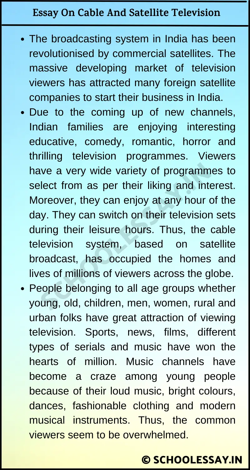 Essay On Cable And Satellite Television
