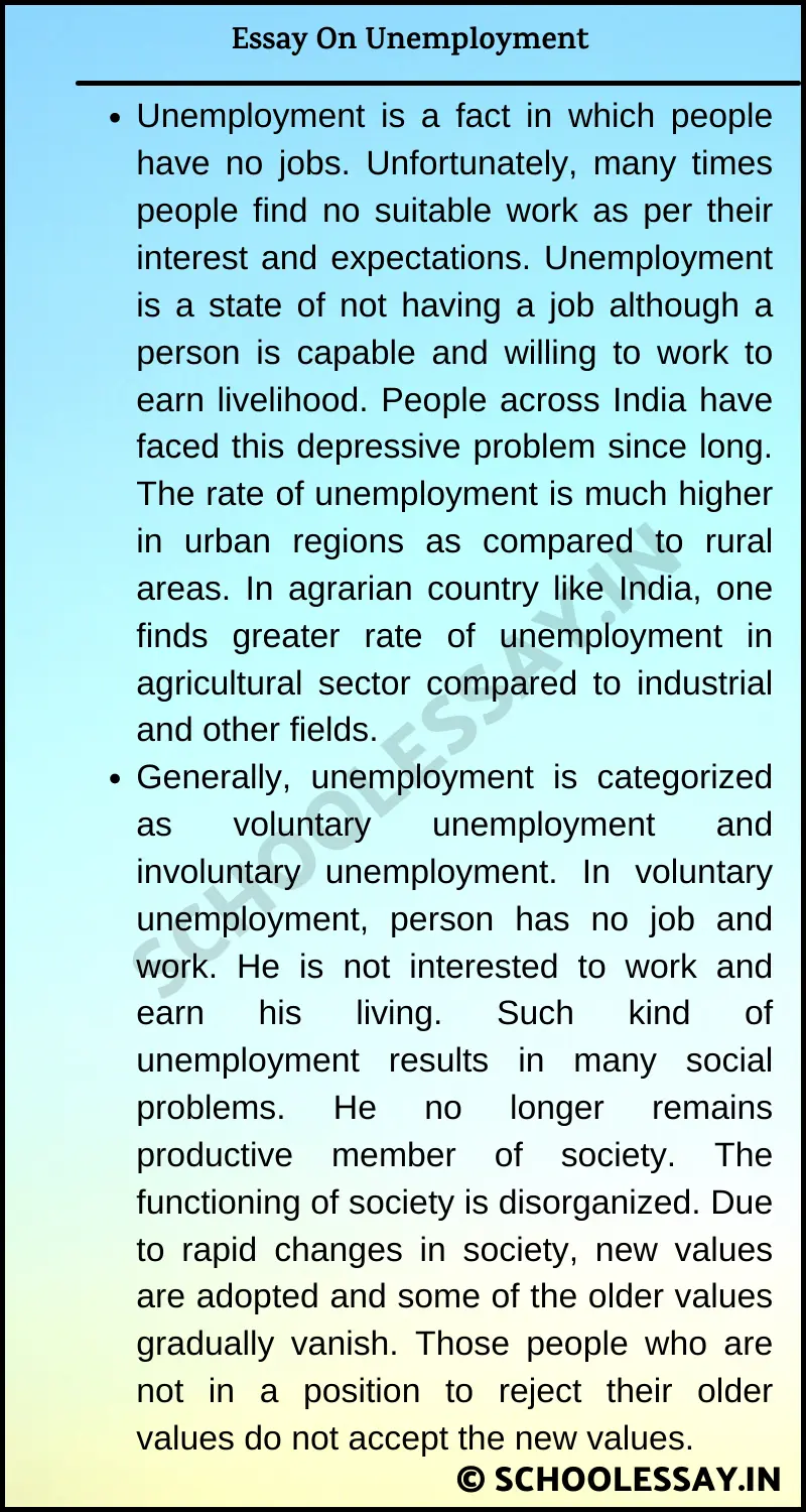 Essay On Unemployment