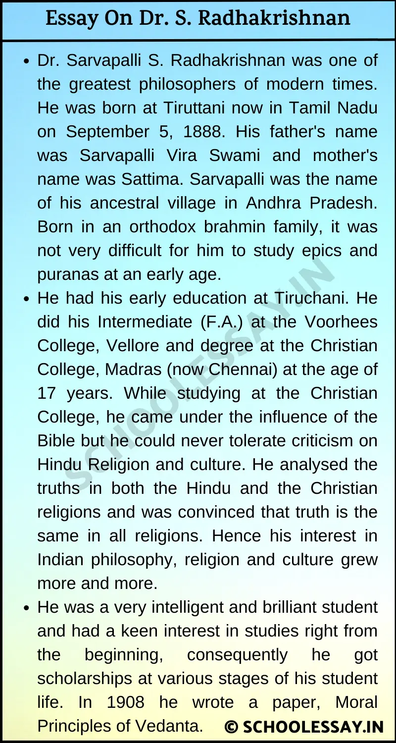 Essay On Dr. S. Radhakrishnan