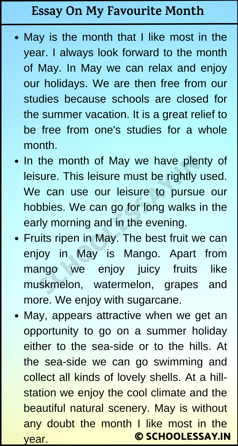 Essay On My Favourite Month