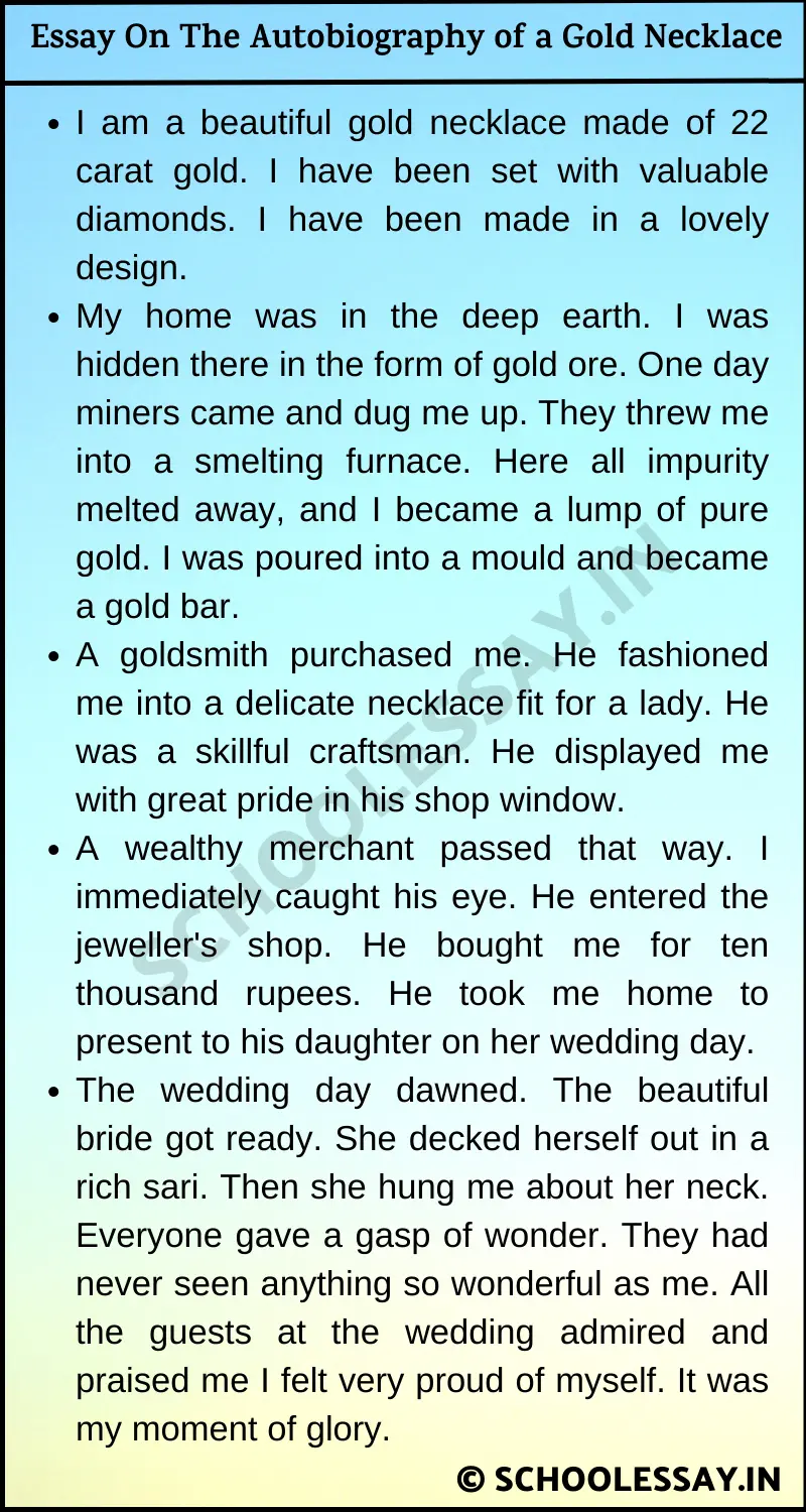 Essay On The Autobiography of a Gold Necklace