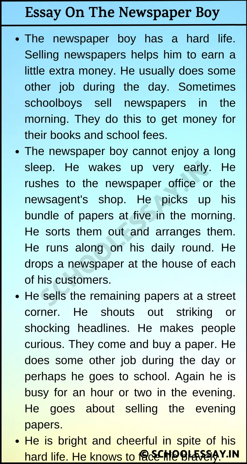 Essay On The Newspaper Boy