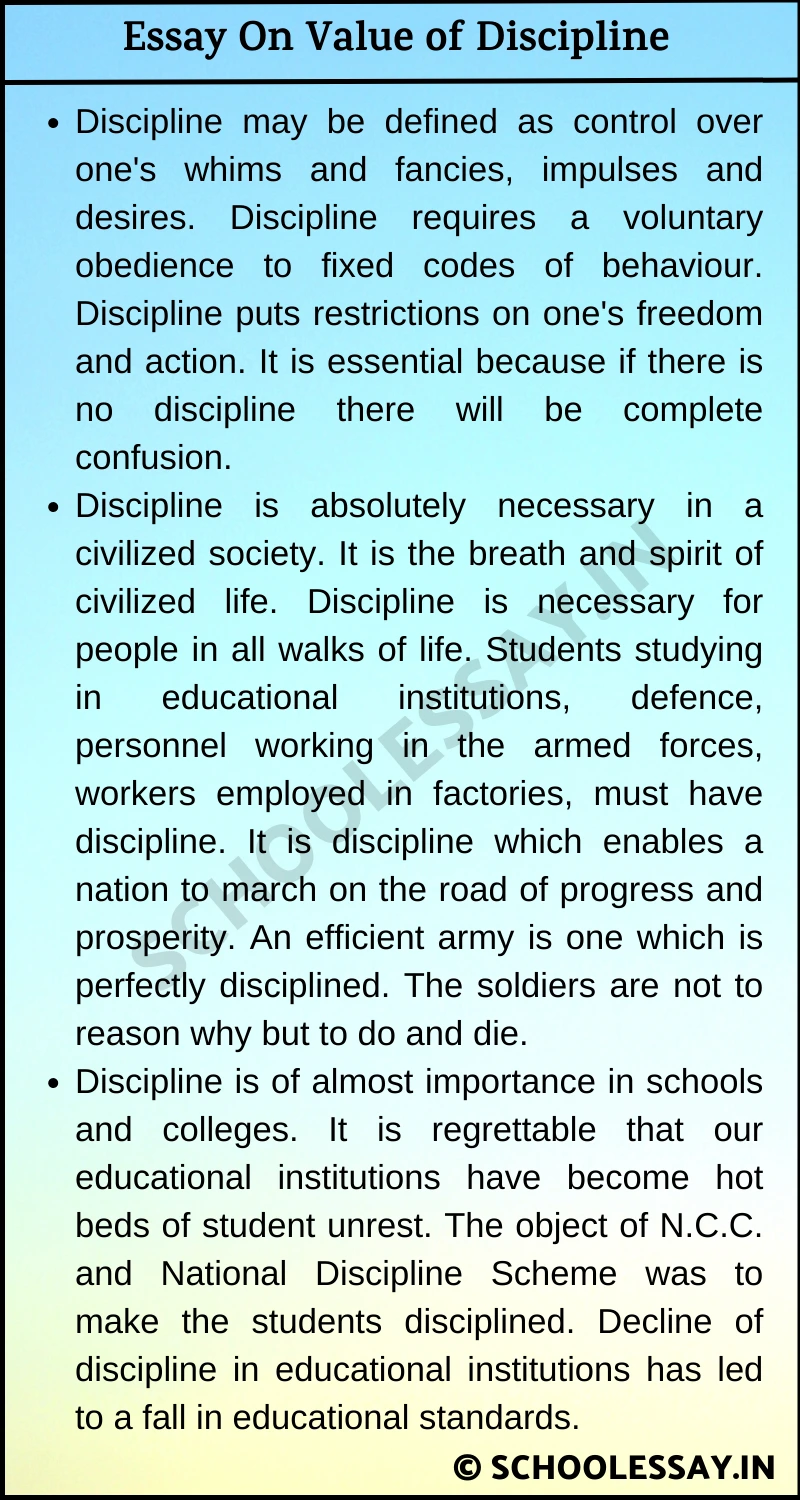 Essay On Value to Discipline