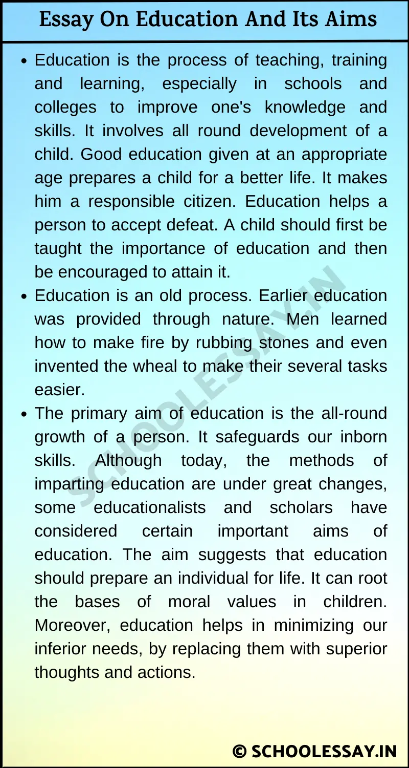 Essay On Education And Its Aims
