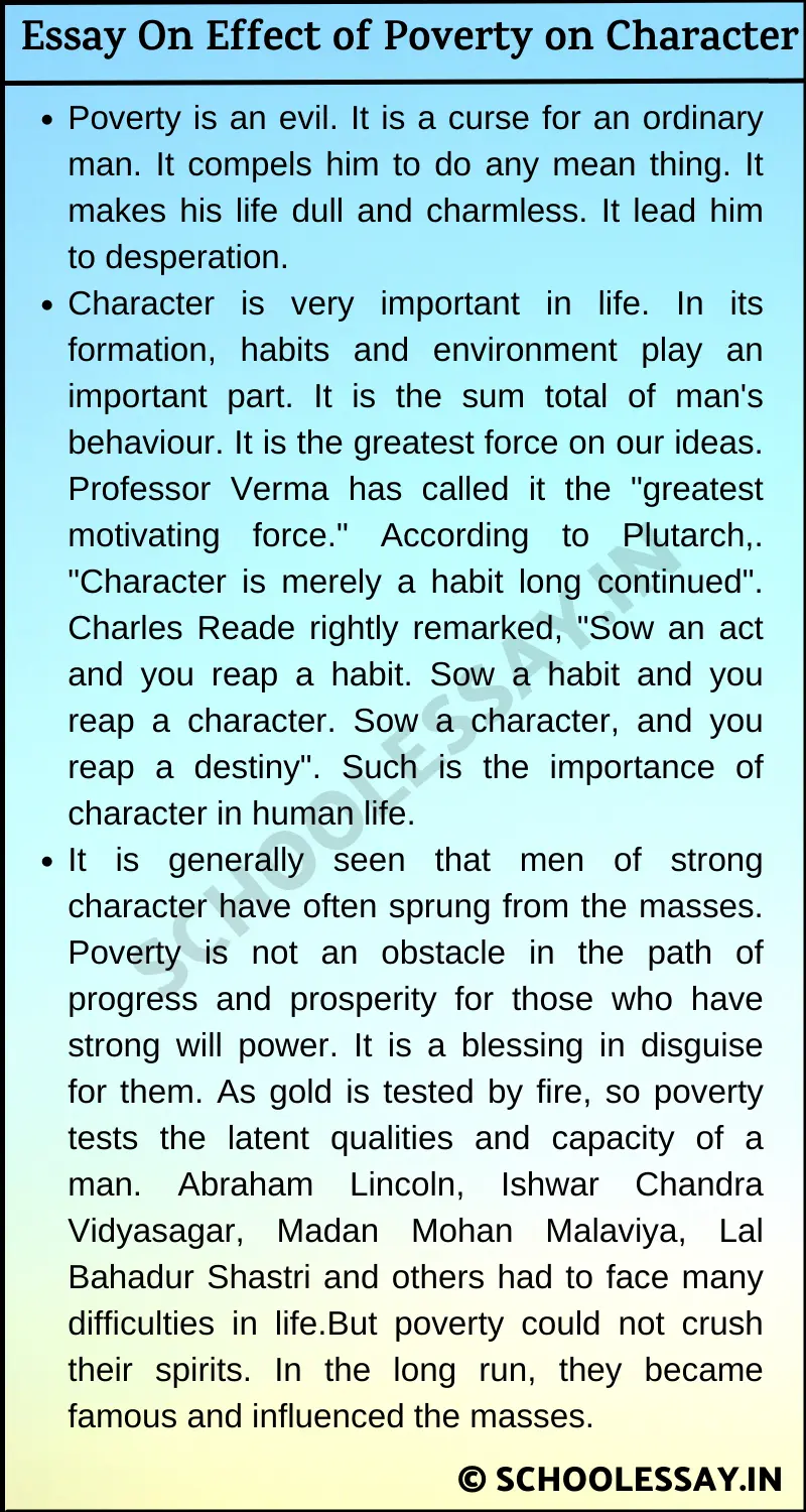 Essay On Effect of Poverty on Character