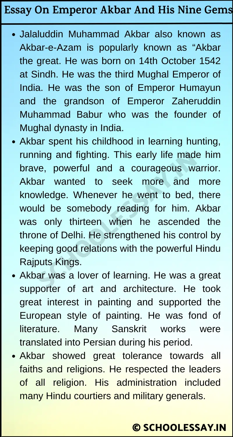 Essay On Emperor Akbar And His Nine Gems