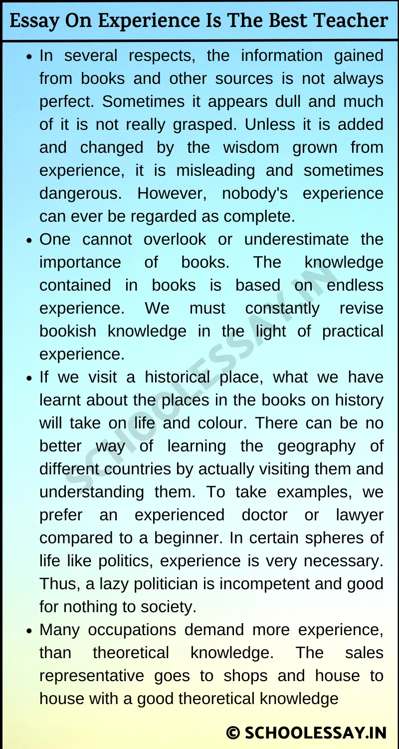 Essay On Experience is The Best Teacher