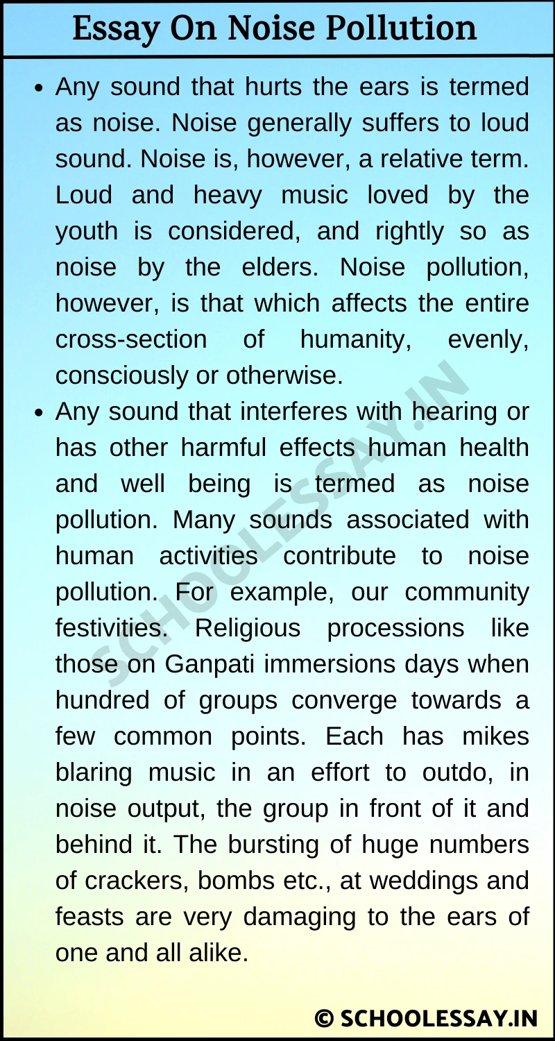 Essay On Noise Pollution