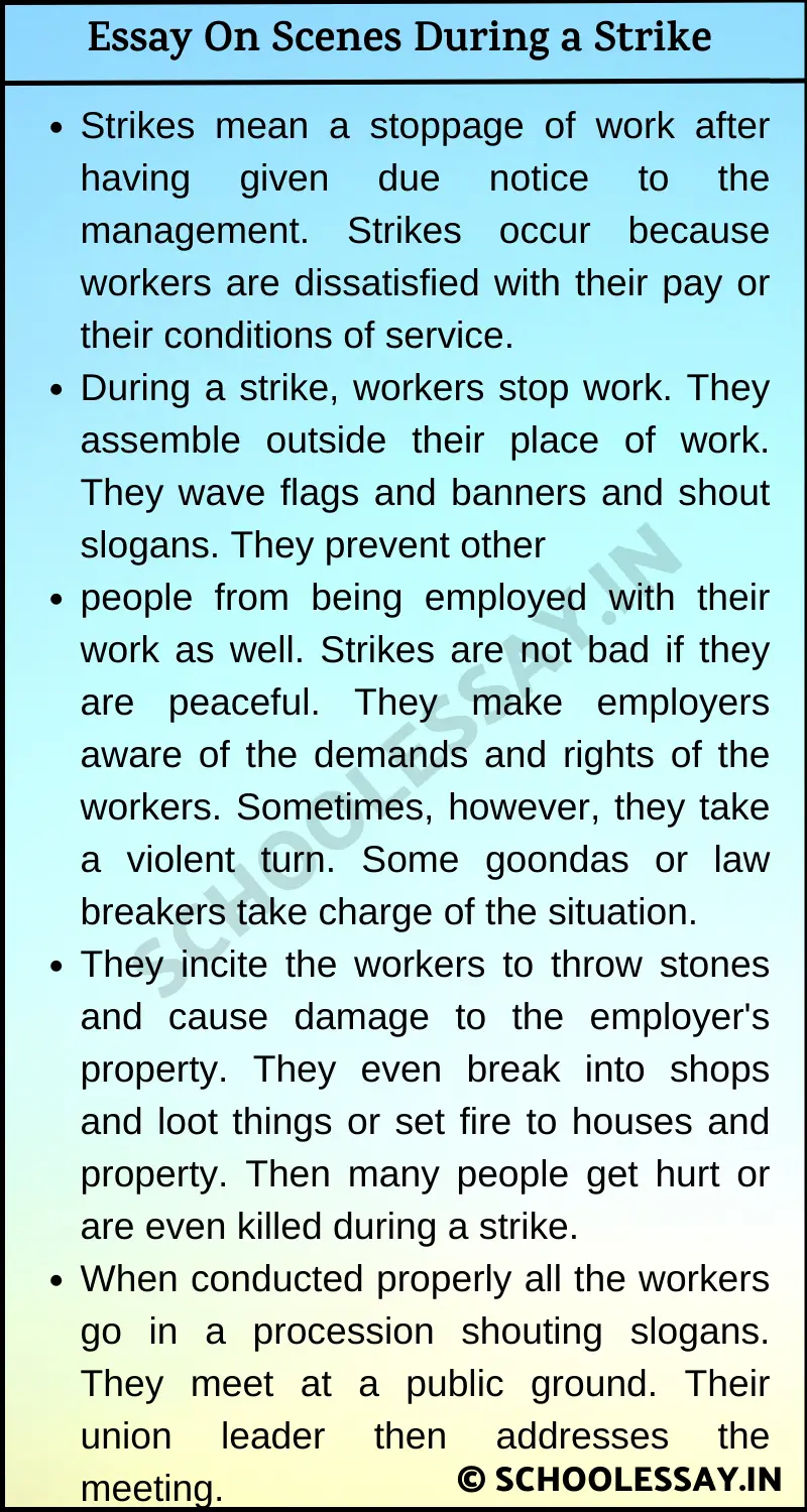 Essay On Scenes During a Strike