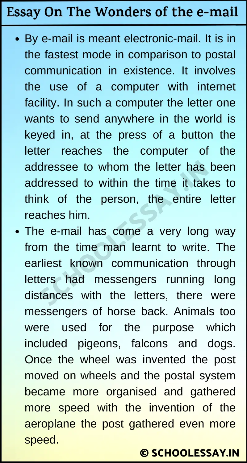 Essay On The Wonders of the e-mail