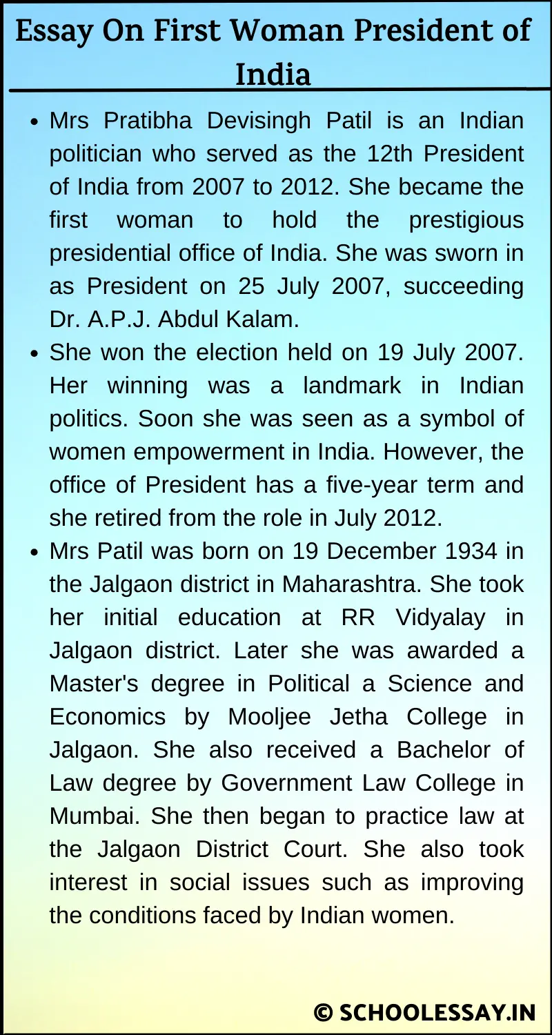 Essay On First Woman President of India