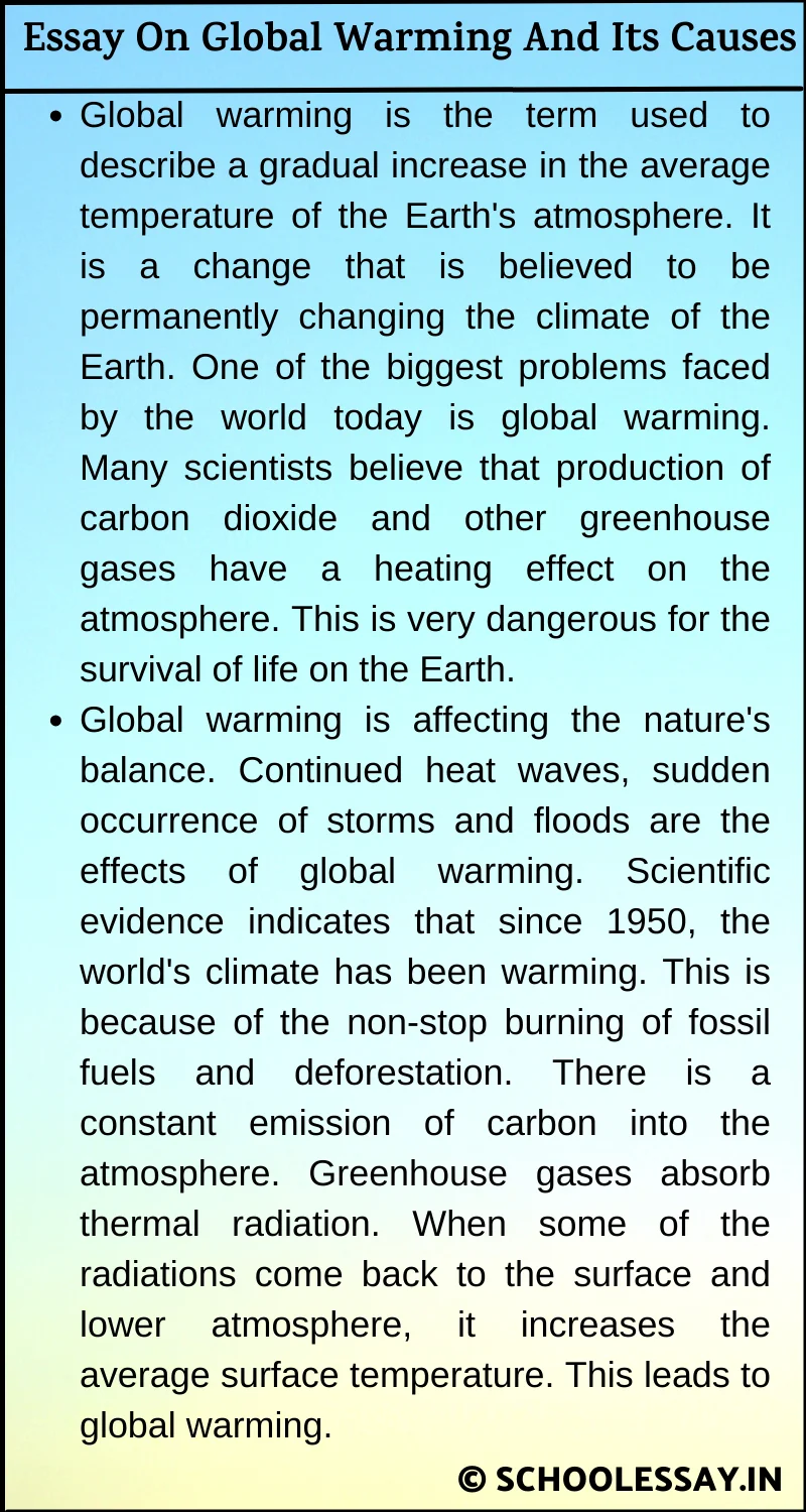 Essay On Global Warming And Its Causes