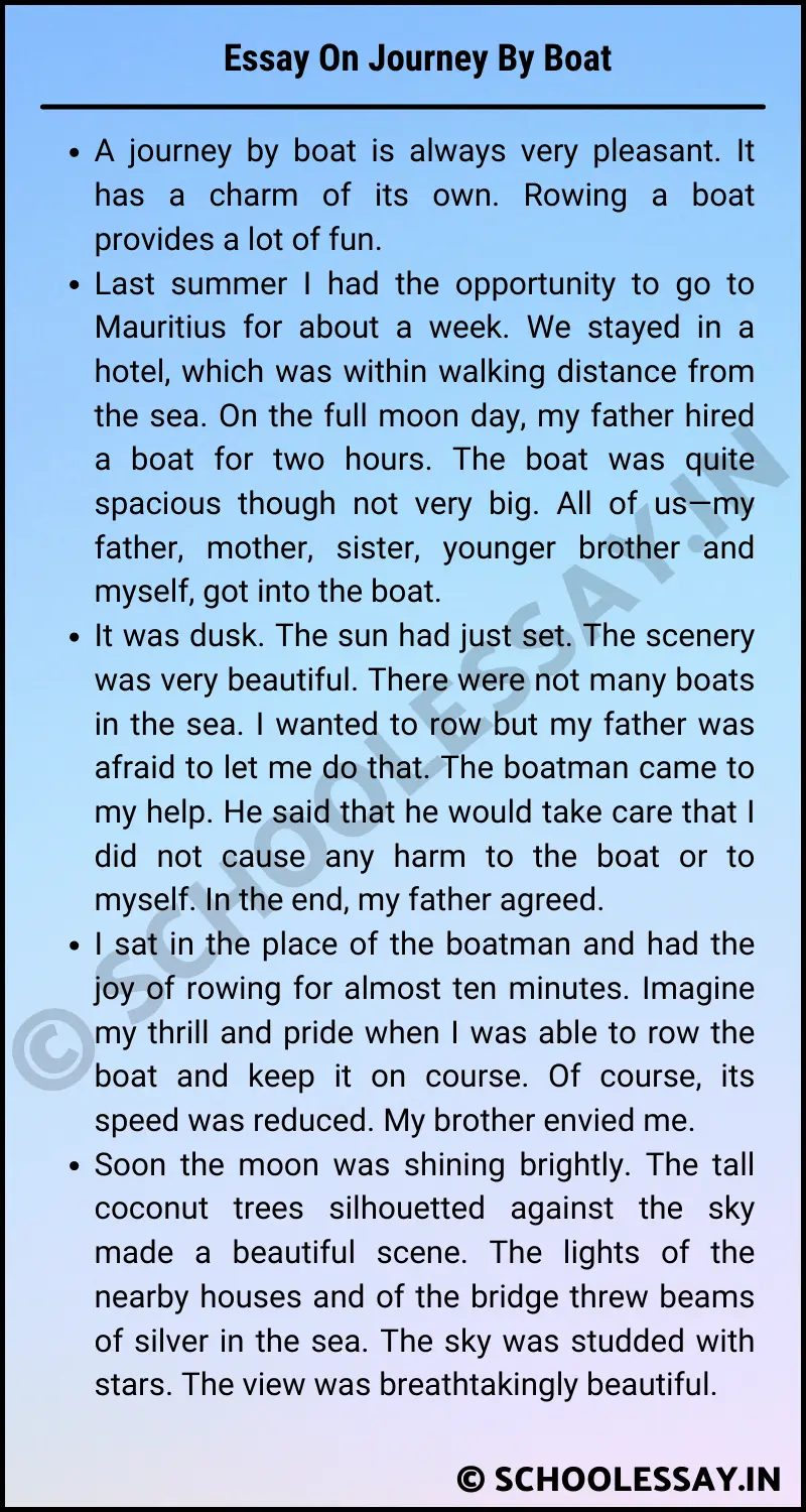 essay journey by boat