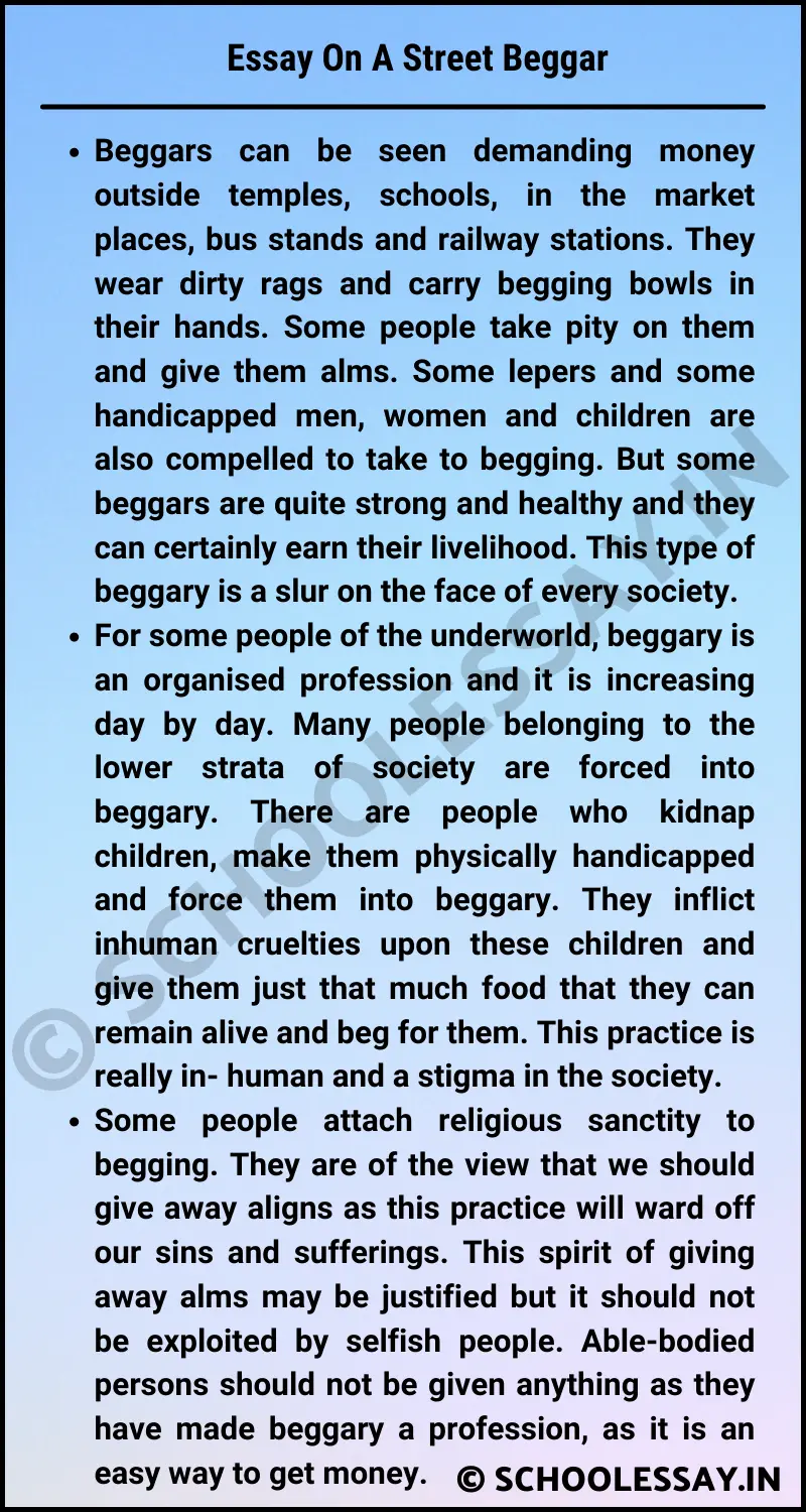 street beggars essay for class 7