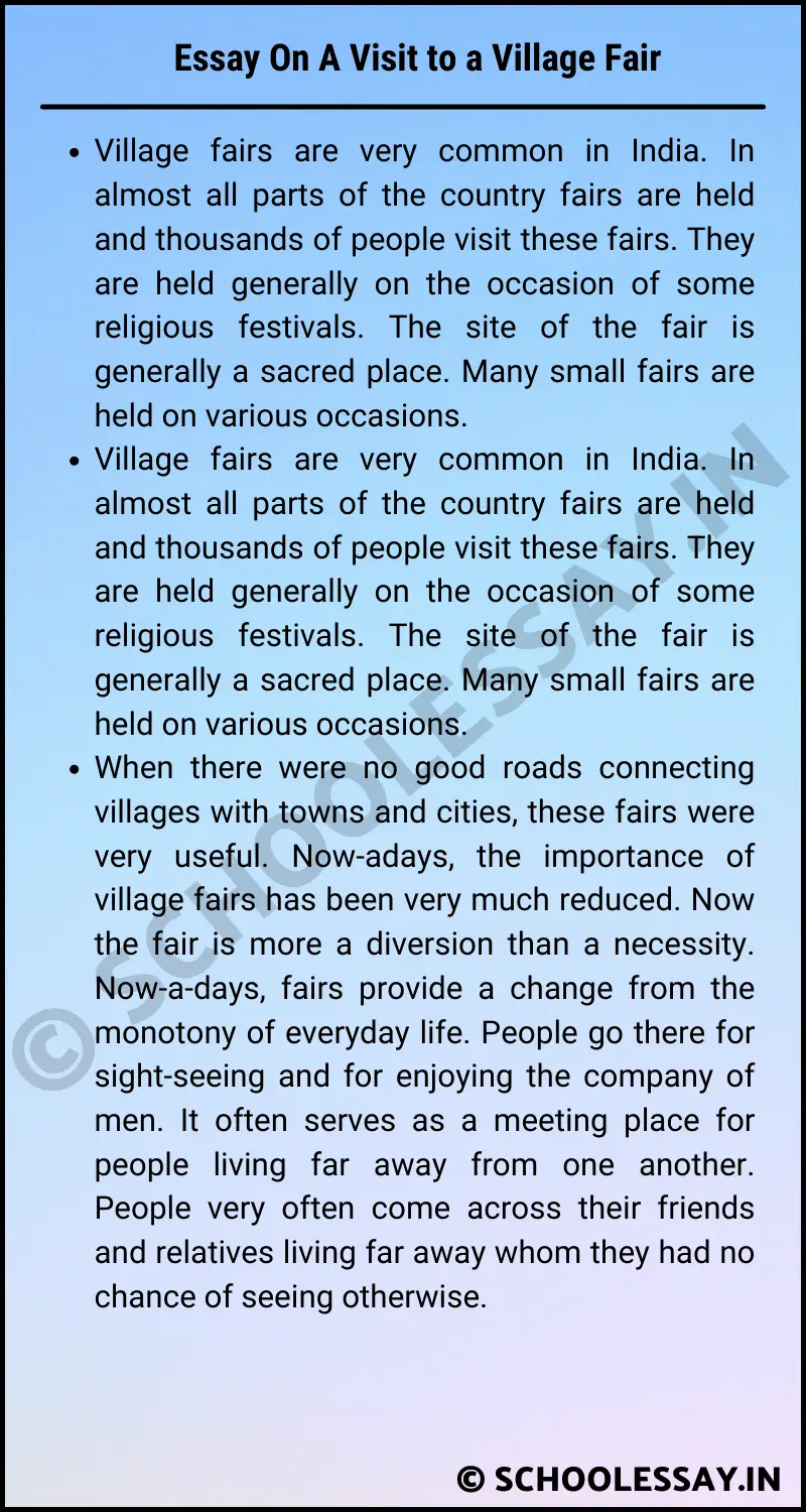 an essay on village fair