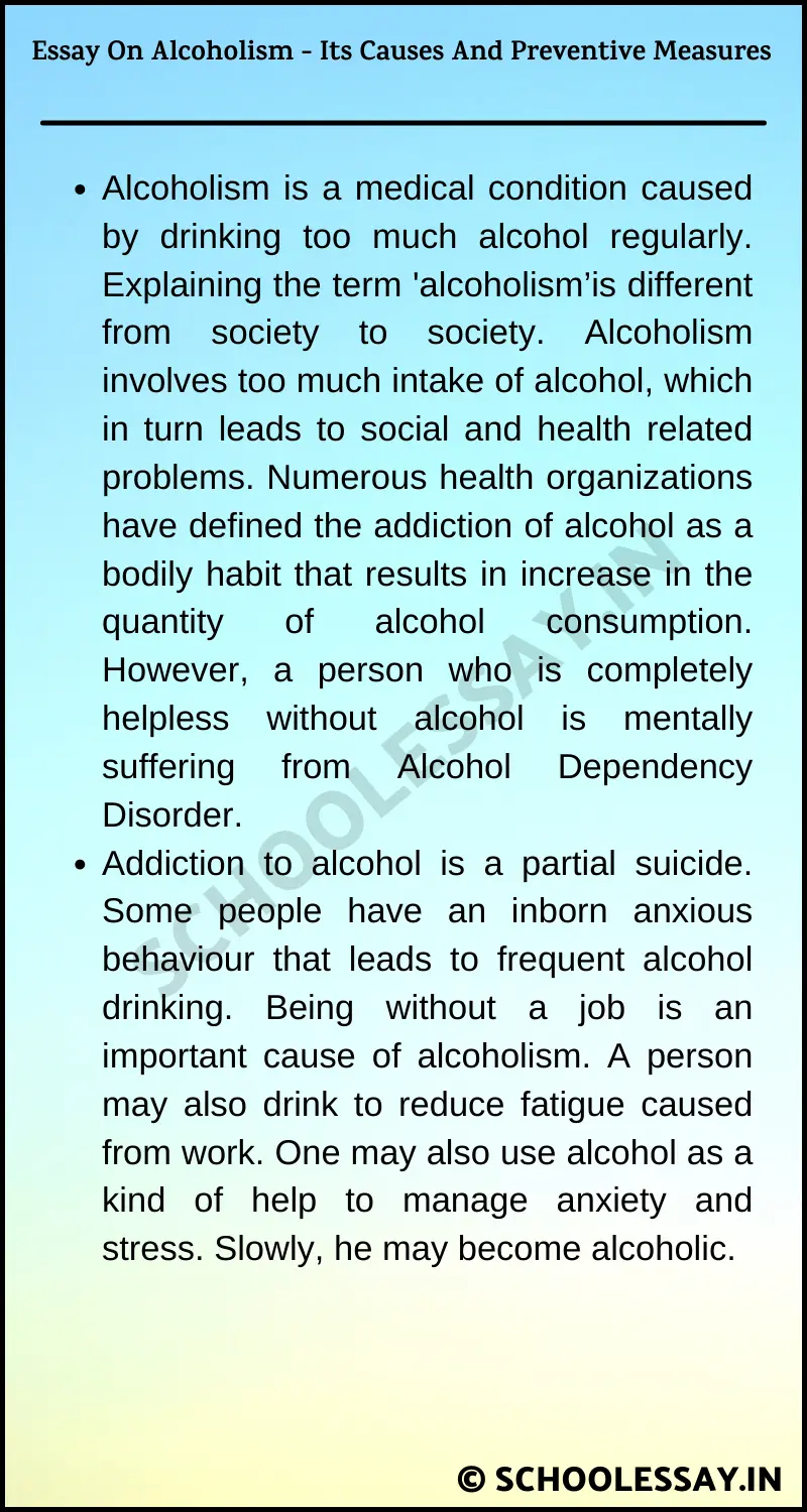 essay on causes of alcoholism