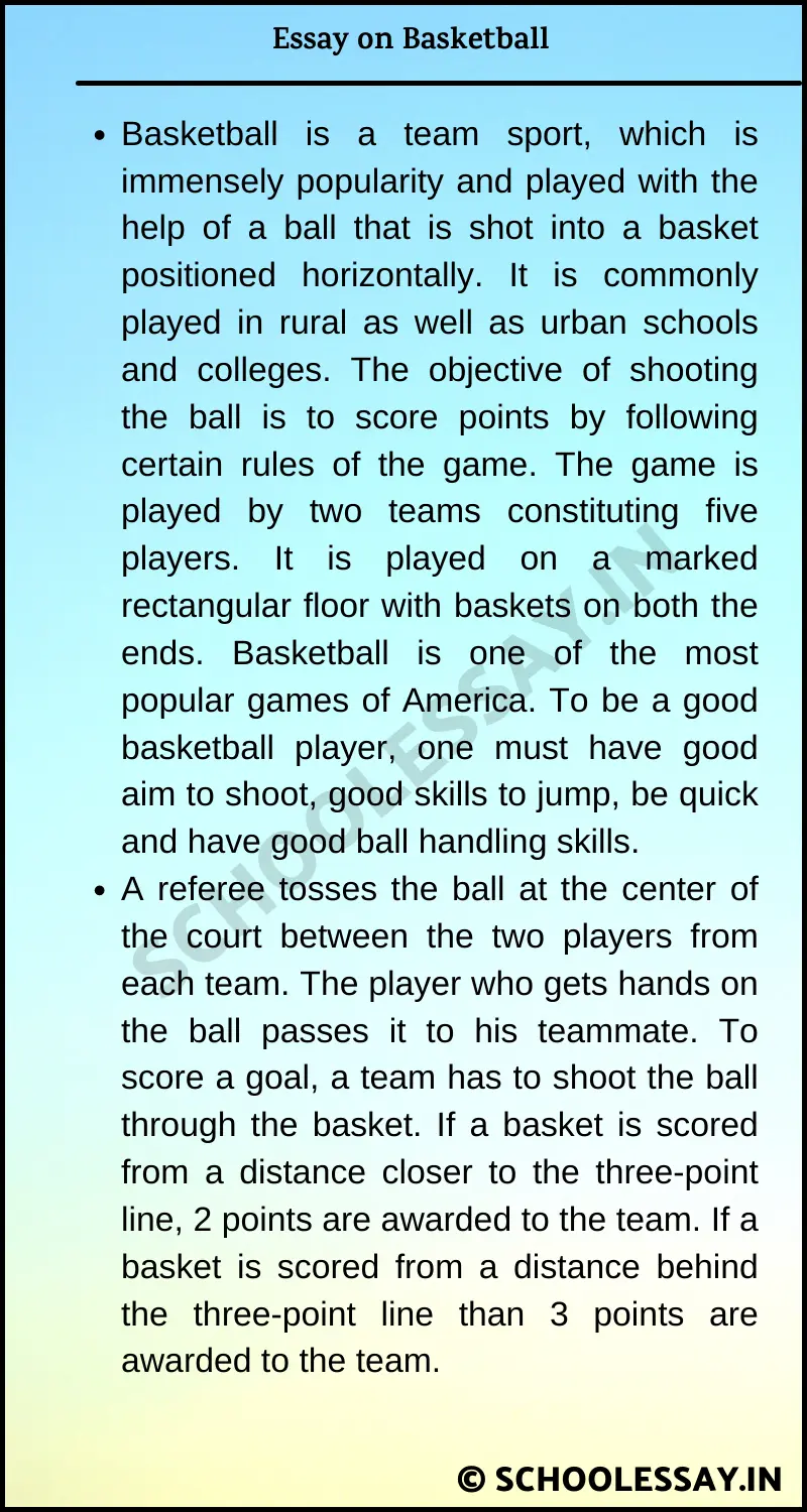 body of basketball essay