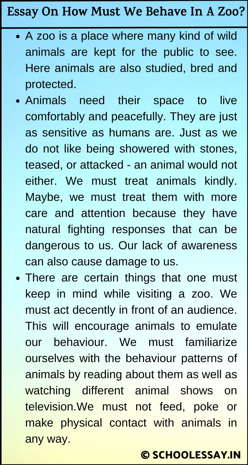 Essay On How Must We Behave In A Zoo