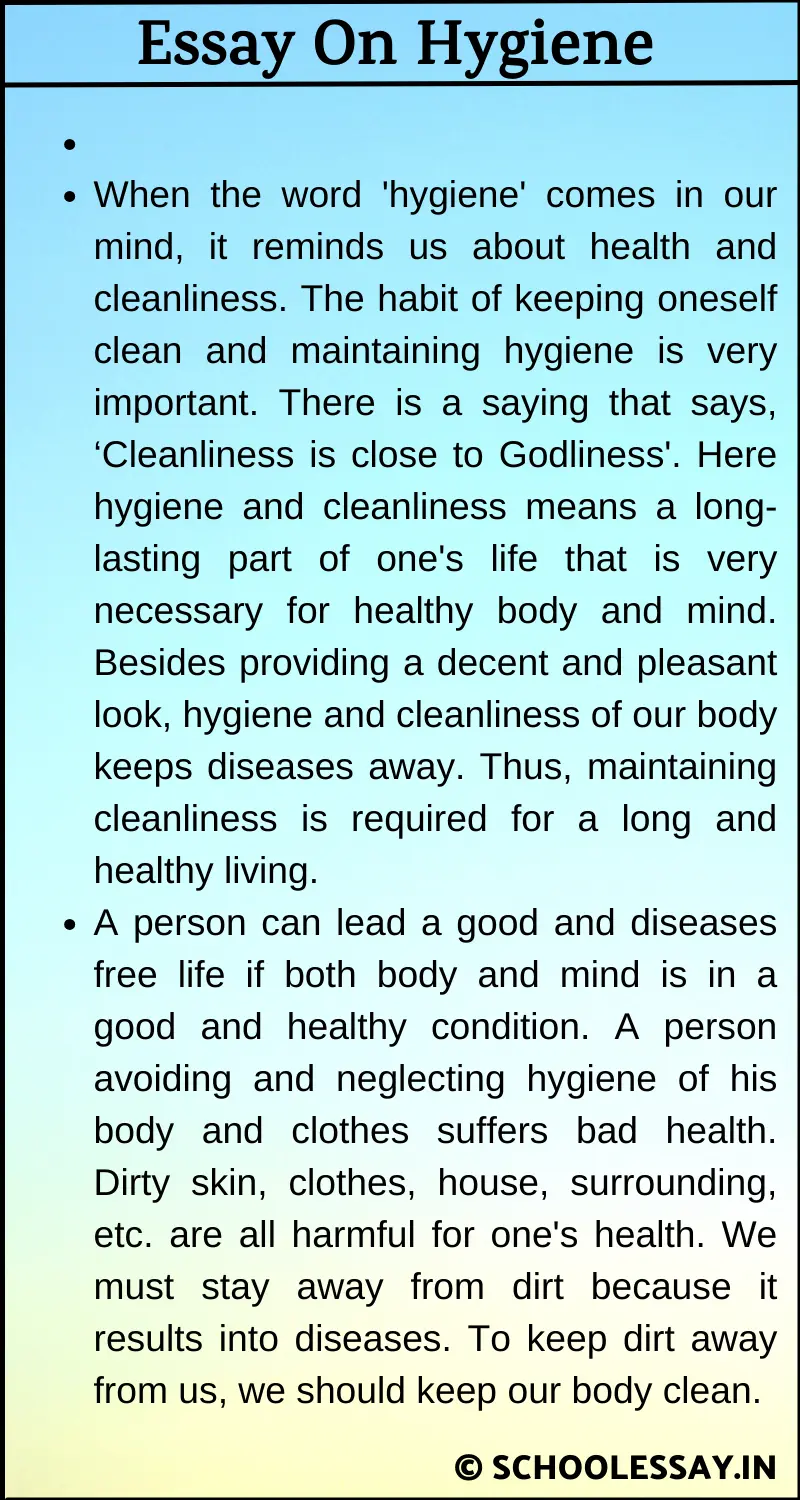 Essay On Hygiene
