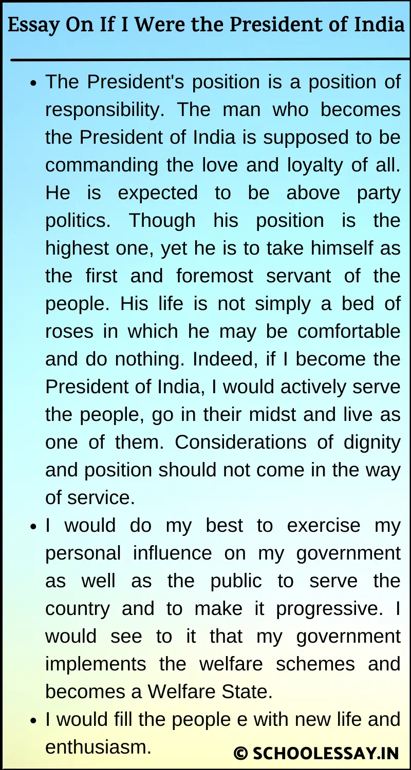 Essay On If I Were the President of India