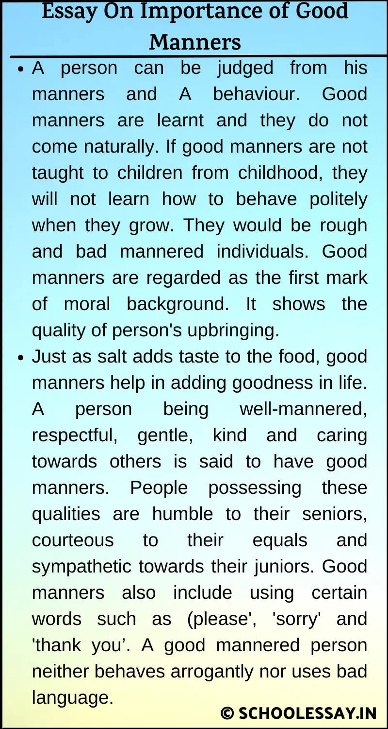 Essay On Importance of Good Manners