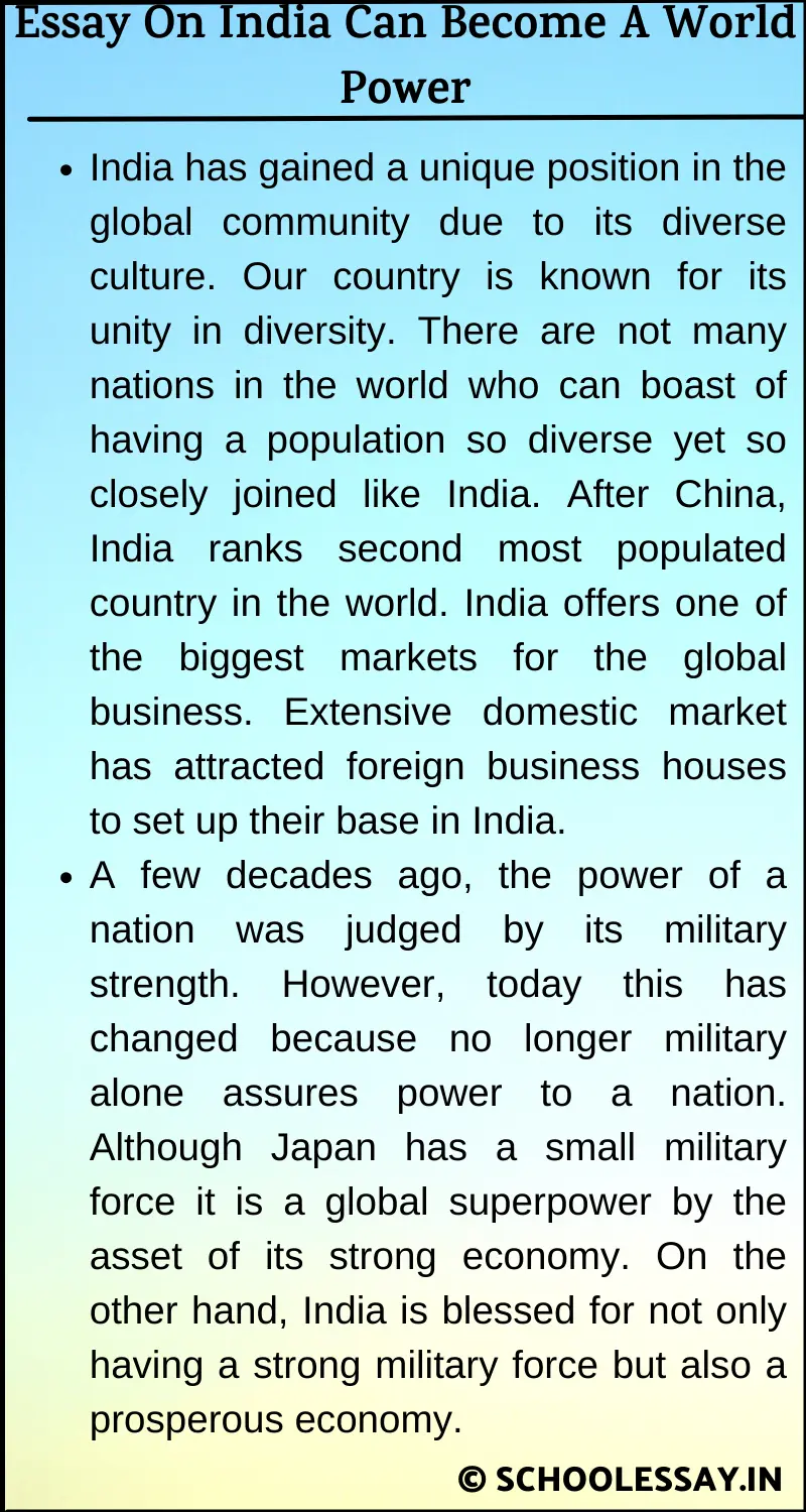 Essay On India Can Become A World Power