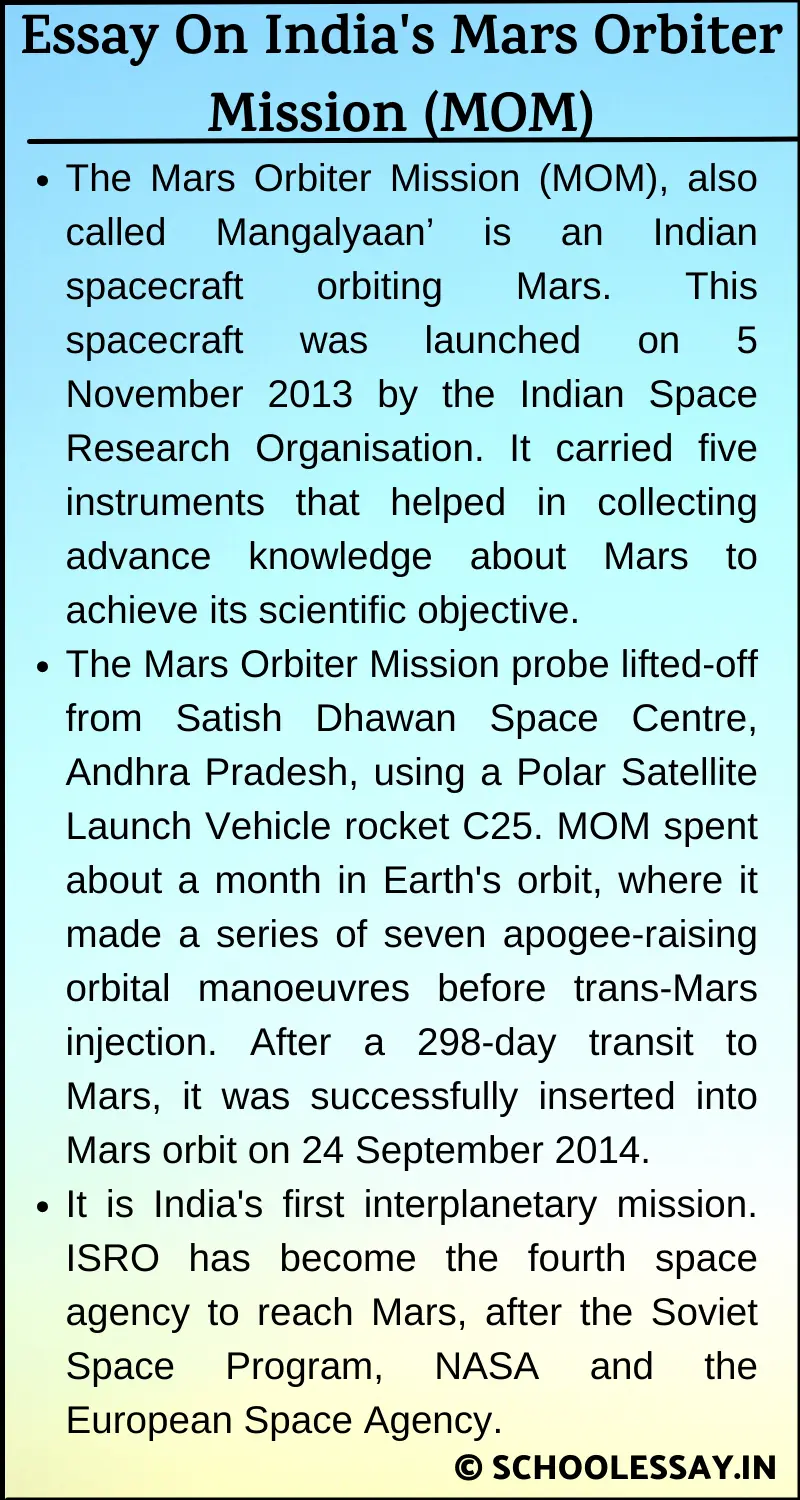 Essay On India's Mars Orbiter Mission (MOM)