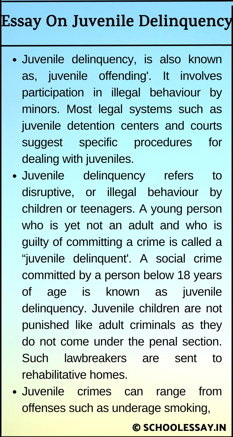 Essay On Juvenile Delinquency