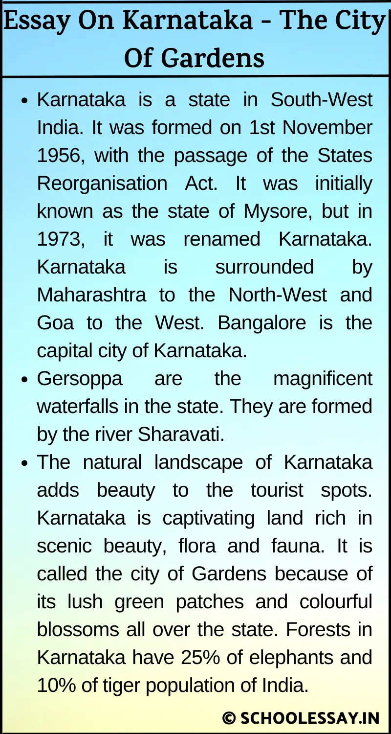 Essay On Karnataka - The City Of Gardens