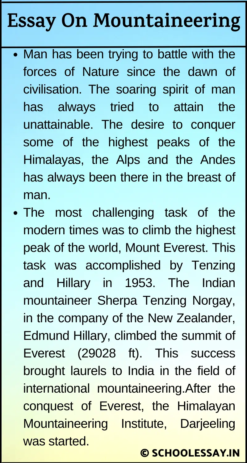 Essay On Mountaineering