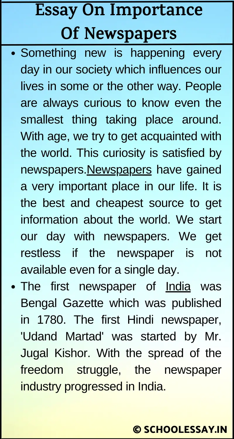 essay on newspaper and their importance