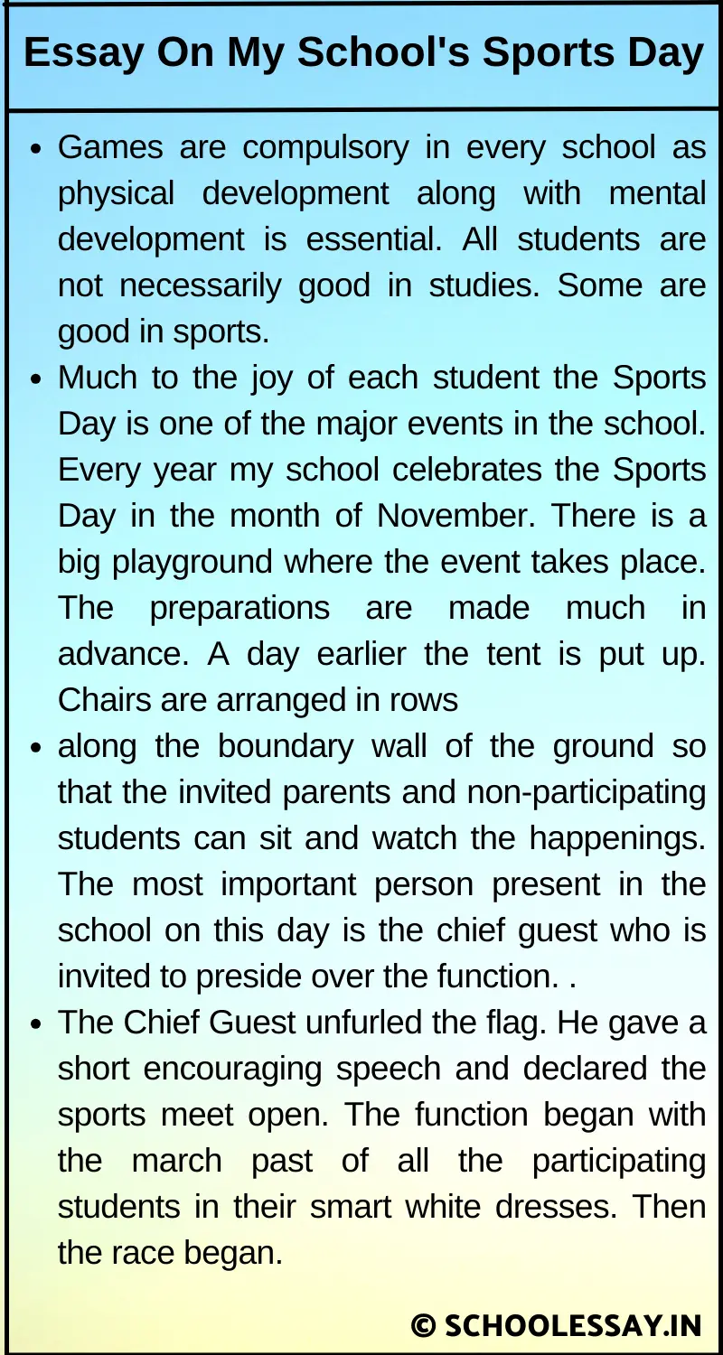 Essay On My School's Sports Day