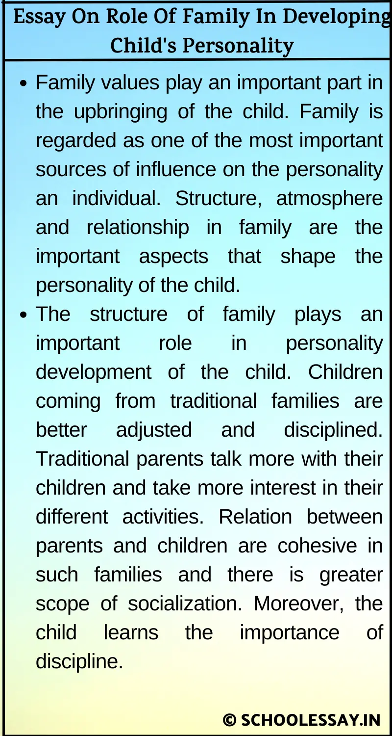 Essay On Role Of Family In Developing Child's Personality