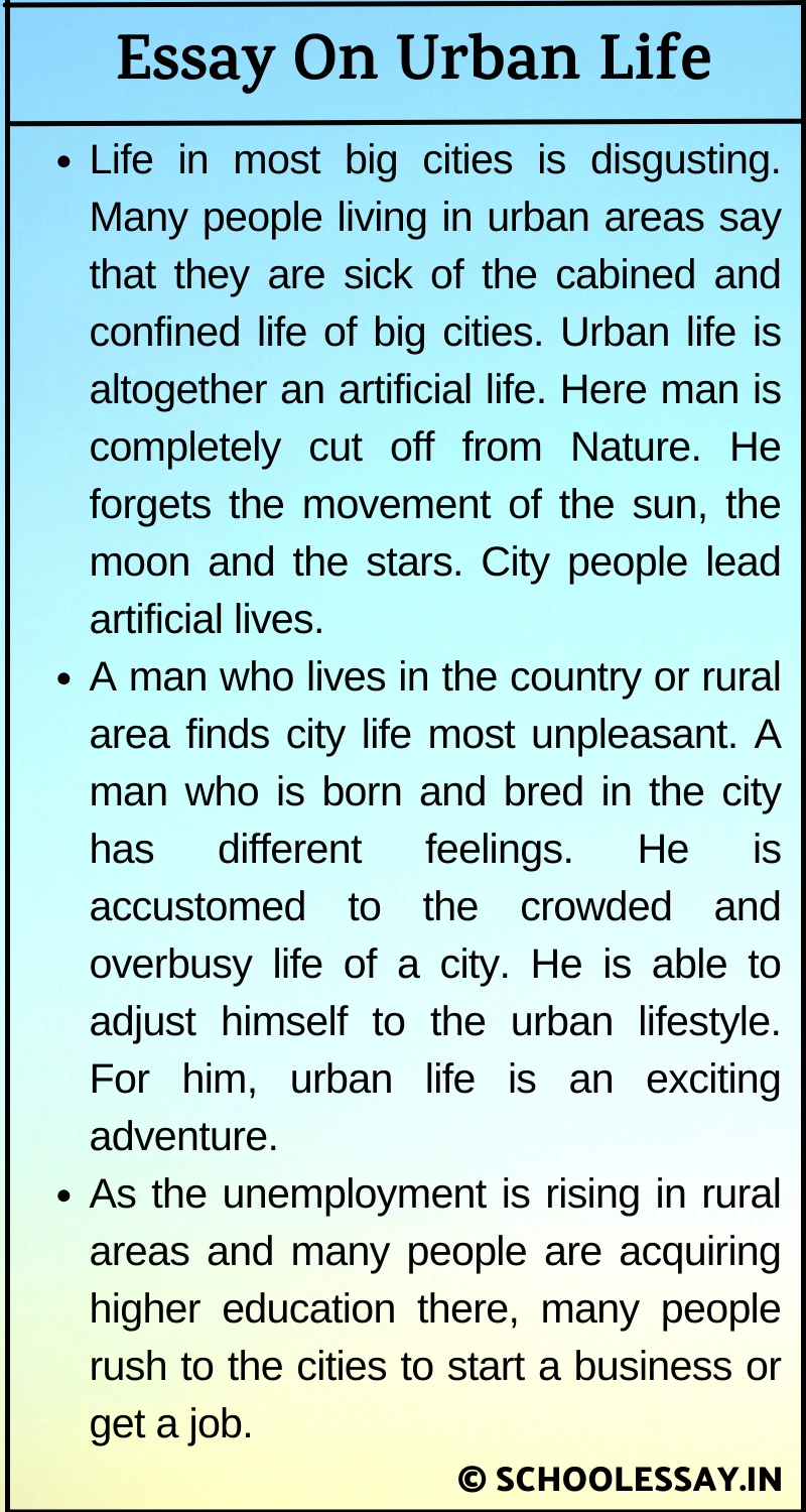 Essay On Urban Life