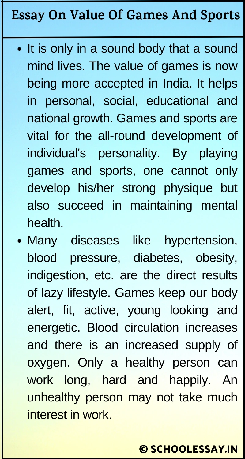 Essay On Value Of Games And Sports