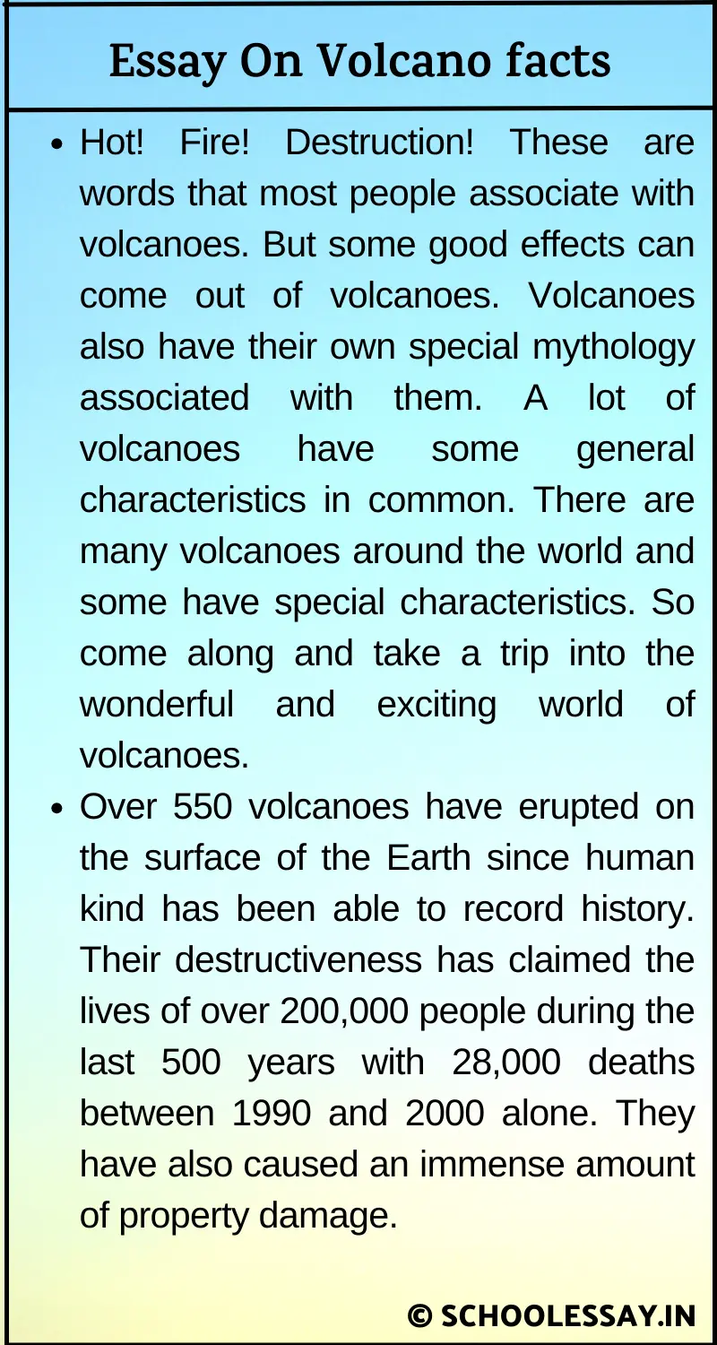 Essay On Volcano facts