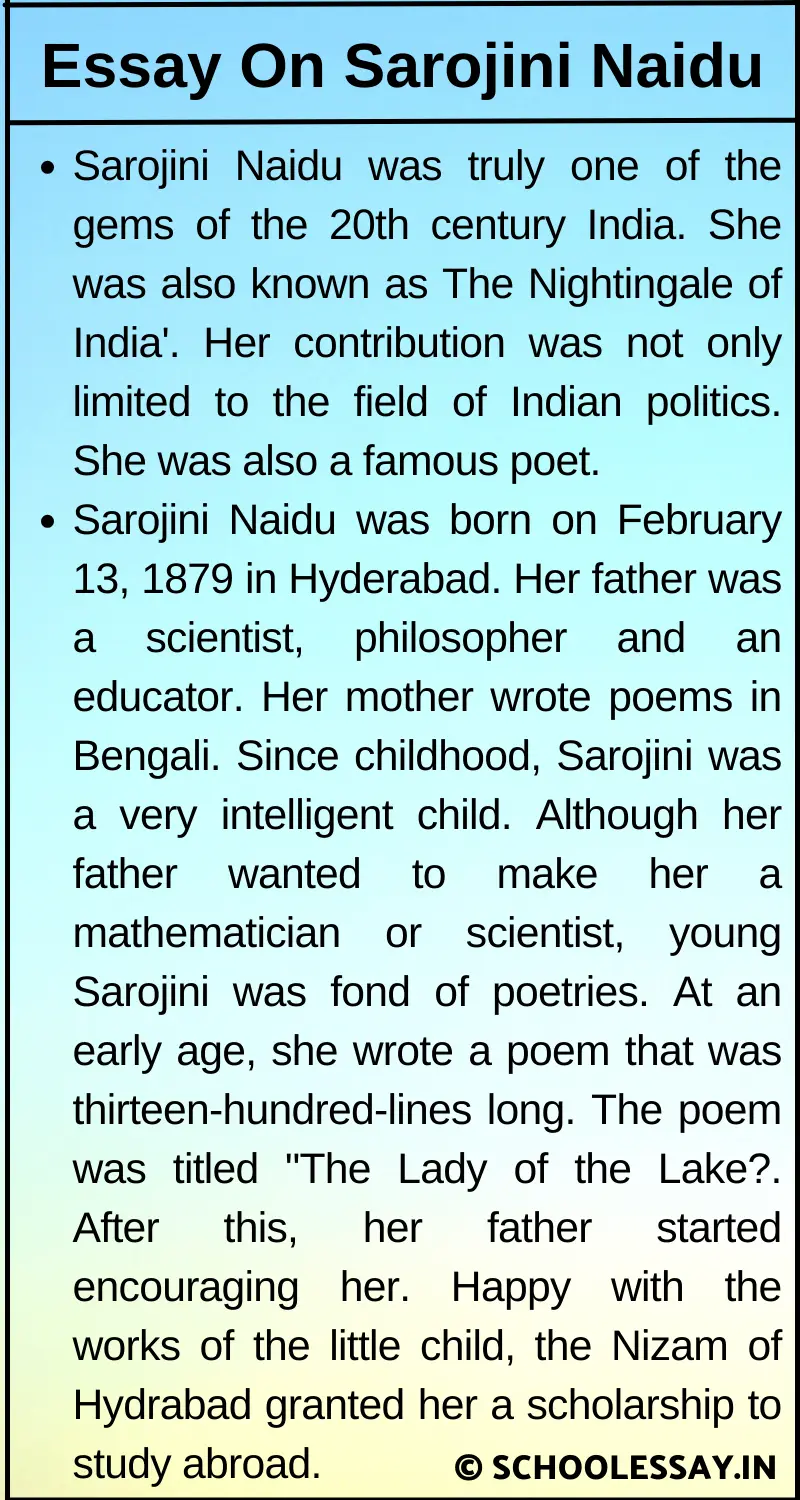 Essay On Sarojini Naidu