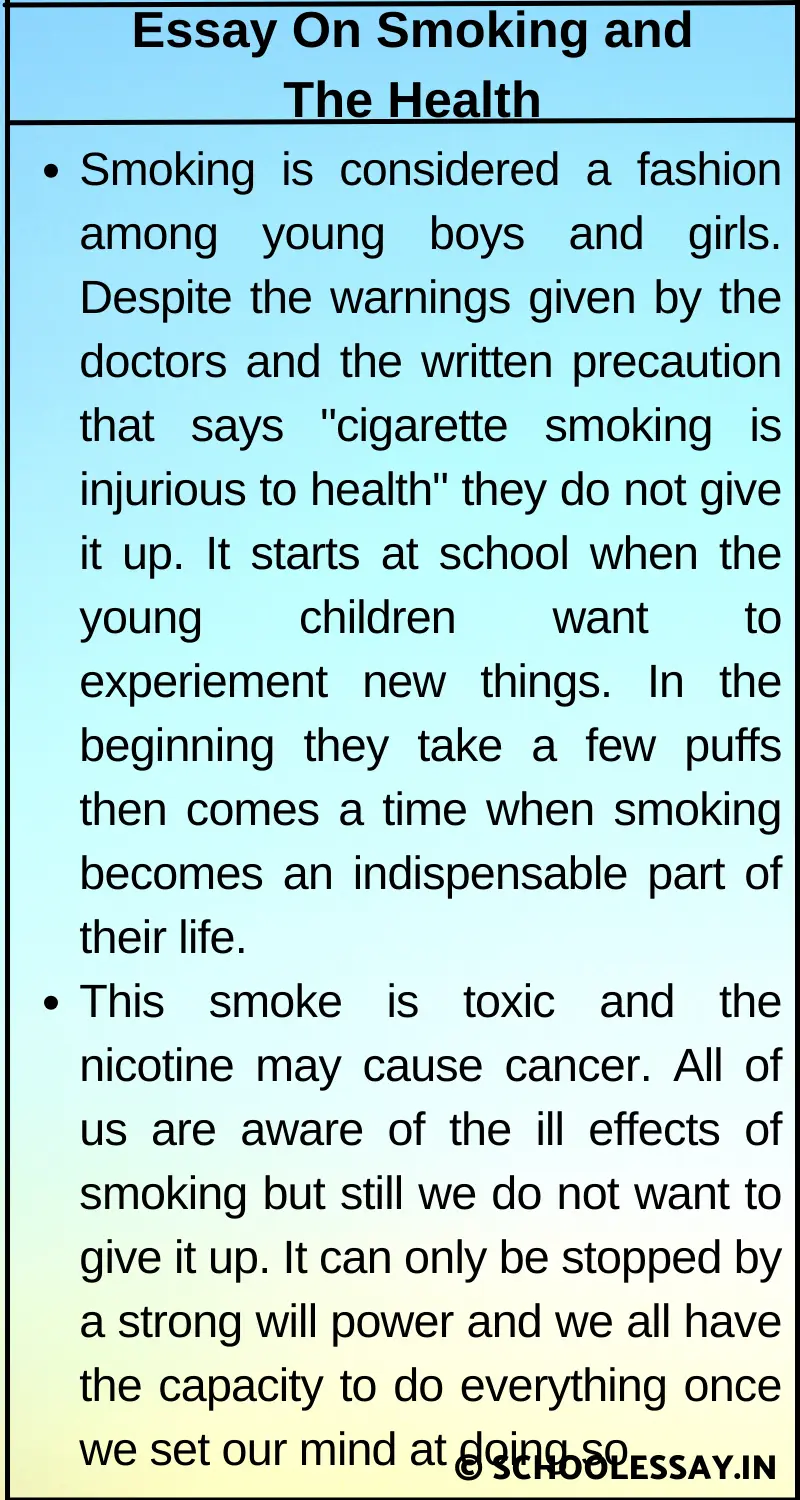 Essay On Smoking and The Health