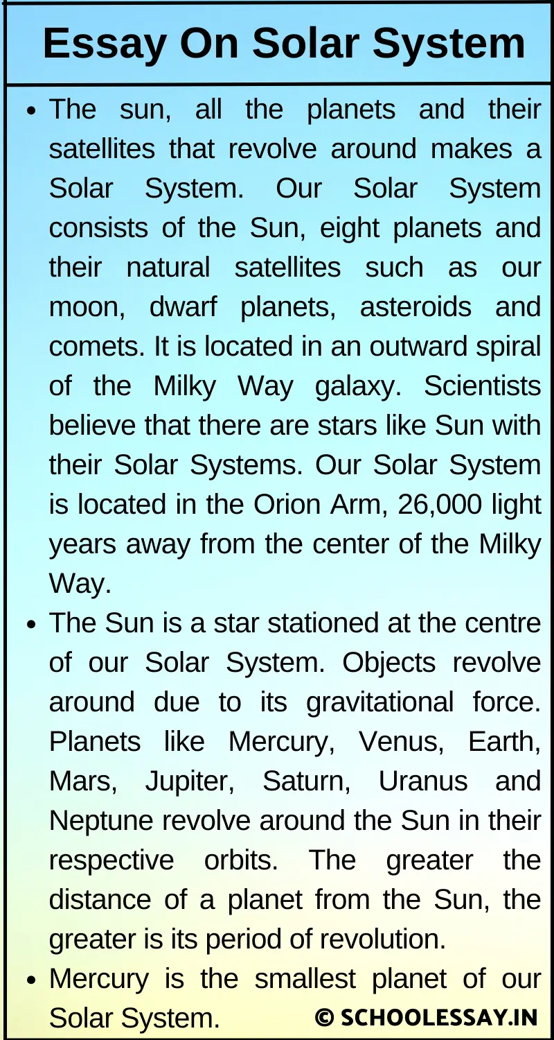 Essay On Solar System