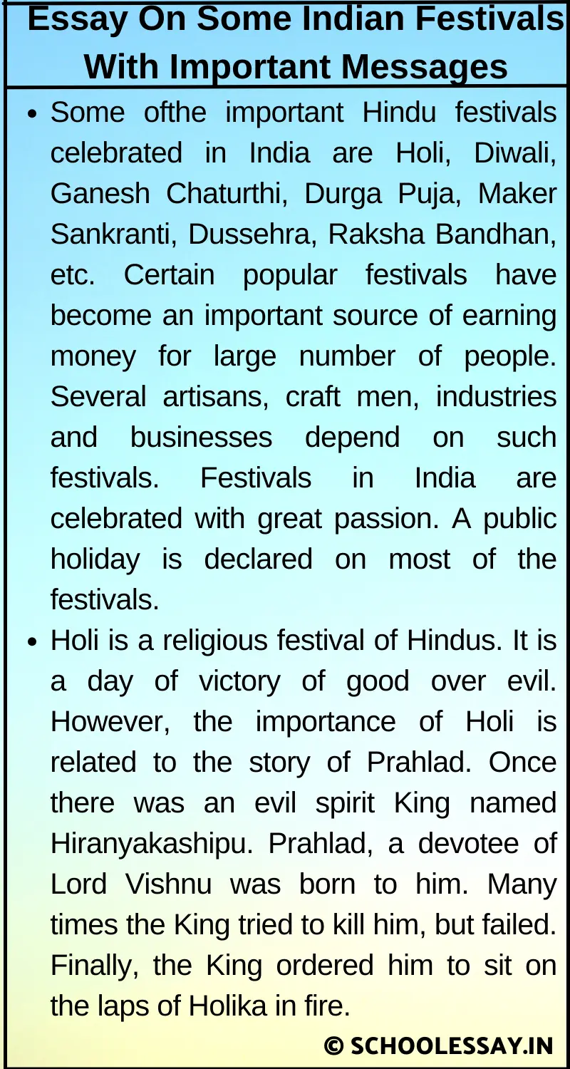 Essay On Some Indian Festivals With Important Messages